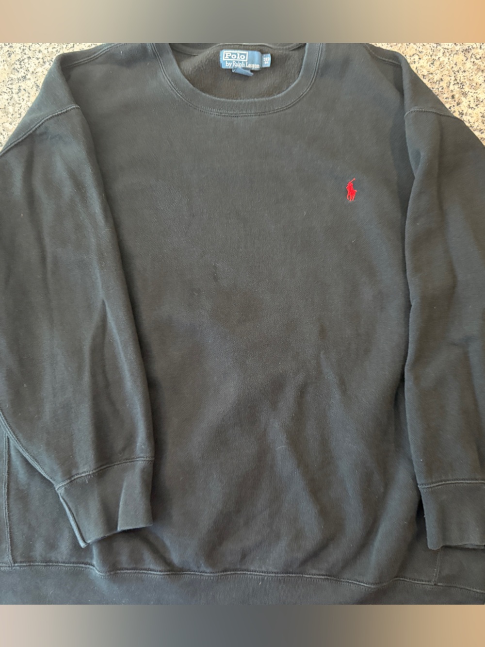 Ralph Lauren Black Crewneck Sweatshirt with Red Pony Logo